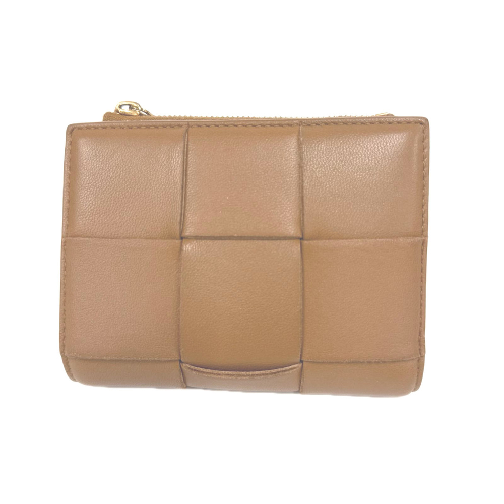 BOTTEGA VENETA Maxi Intrecciato Small Cassette 706010 Bi-fold Wallet Brown La...